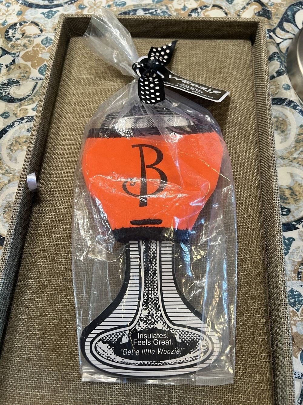 Neon Organge WOOZIE With Initial B - NWT - Wine Glass Coozie Insulator